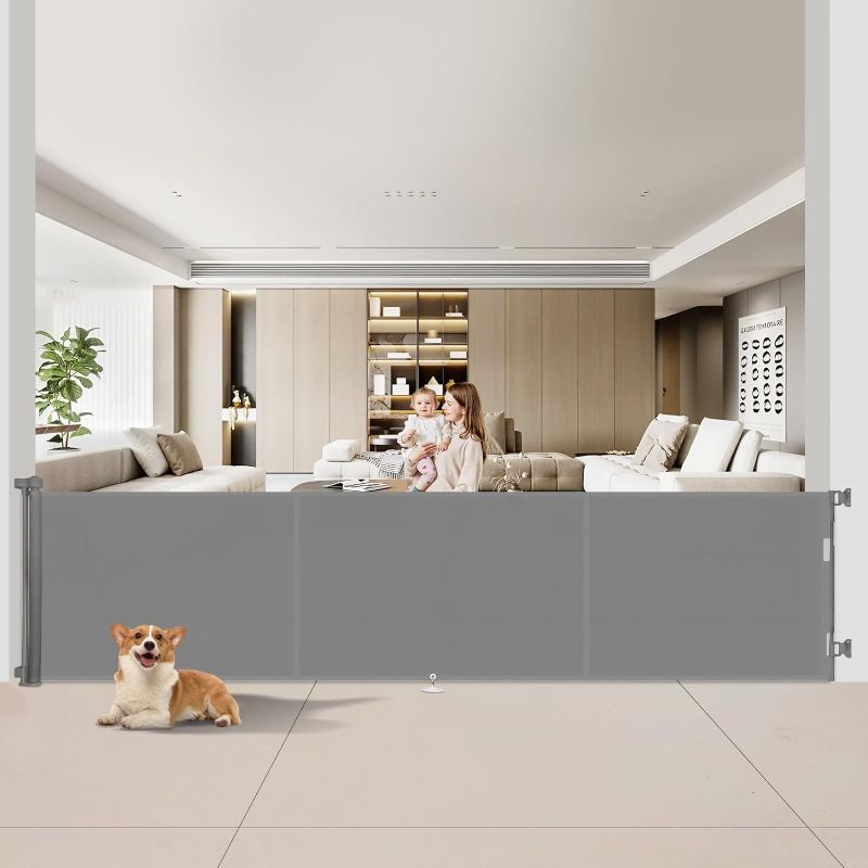 Photo 1 of Upgrade 200 inch Retractable Baby Gates Extra Wide with Reinforced Strip Design to Prevent Crawling Through, 200" Retractable Dog Gate, 48" Tall, Retractable Gate for Indoor/Outdoor