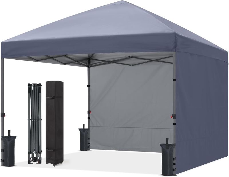 Photo 1 of ABCCANOPY Easy Pop up Canopy Tent with 2 Sidewalls for Outdoor Sun Blocking or Rain Protection,10x10, Gray