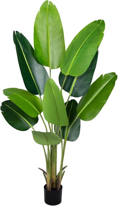 Photo 1 of Artificial Bird of Paradise Plant 5.2Ft Fake Tropical Palm Tree with 10Trunks Faux Banana Leaf Trees in Pot for Home Indoor Outdoor Office Modern Decor Housewarming Gift
