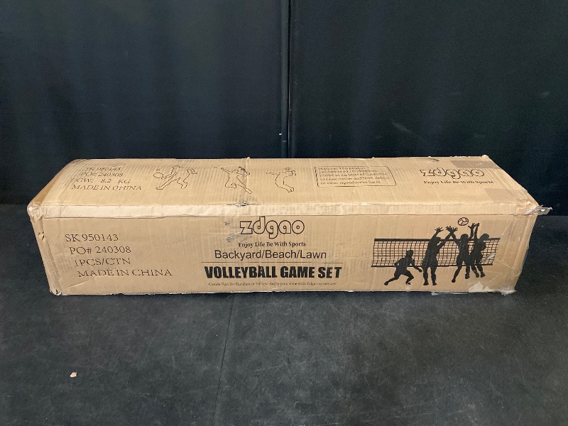 Photo 1 of Outdoor Portable Volleyball Net System - Adjustable Height Poles with Soft Volleyball Ball, Pump, Hammer, Boundary Line, and Carry Bag for Backyard, Beach, Lawn
