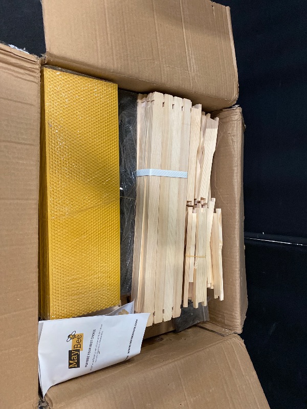 Photo 1 of MayBee 10 Frame Screened Bottom Board Beehive Dipped in 100% Beeswax, Bee Hives Kit Includes 1 Deep Boxes & 1 Medium Box with Beehive Frames and Wax Foundations. Preferred for Summer