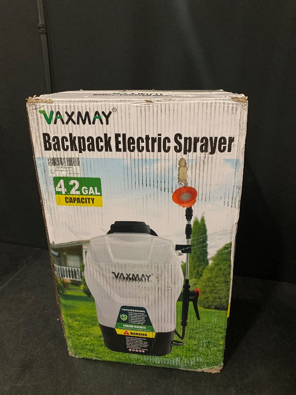 Photo 1 of Backpack Sprayer 4 Gallon Battery Powered Garden Sprayer, VaxMay Electric Sprayer Works with Makita 18V Battery, Battery Weed Sprayer 75 PSI, Telescopic Wand, 5 Nozzles, 2.5Ah Battery&Charger included
