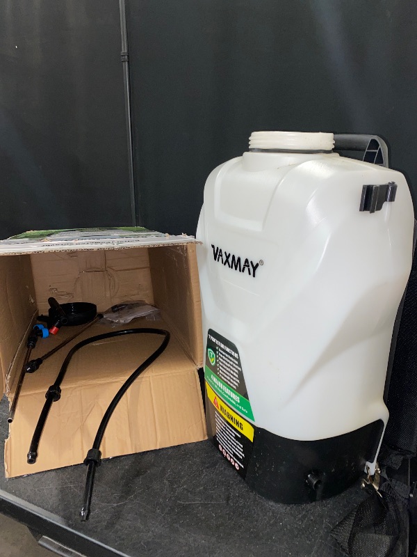 Photo 1 of Backpack Sprayer 4 Gallon Battery Powered Garden Sprayer, VaxMay Electric Sprayer Works with Makita 18V Battery, Battery Weed Sprayer 75 PSI, Telescopic Wand, 5 Nozzles, 2.5Ah Battery&Charger included
