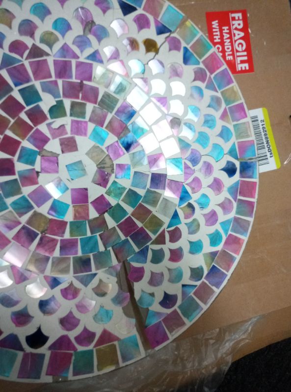 Photo 1 of VCUTEKA Bird Baths for Outdoors, Mosaic Bird Bath with Metal Standing for Garden, Yards Patio Décor, Bird Lovers Gift, Glass Birdbath Detachable (20" H * 14" W)
