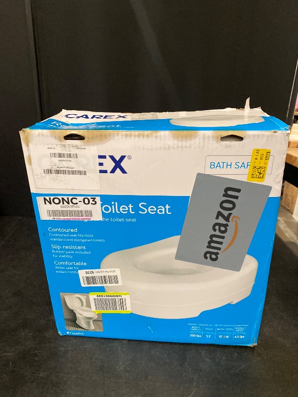 Photo 1 of Carex Toilet Seat Riser - Adds 5.5 Inch of Toilet Height - Raised Toilet Seat with 300 Pound Weight Capacity, Slip-Resistant, Toilet Riser, Elevated Toilet Seat