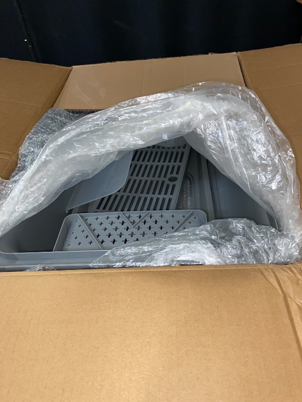 Photo 1 of Prodigen Stainless Steel Cat Litter Box with Lid High Wall Sides Enclosure, Non-Sticky, Anti-Leakage, Easy Cleaning, with Cat Mat & Metal Scoop, 19.6" L x 14" W x 12" H
