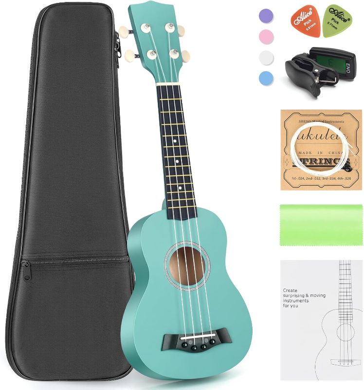 Photo 1 of ZoiYenze Soprano Ukuleles for Beginners,21 Inch Ukuleles for Kids,Hawaiian party instruments Four String Wooden Ukulele?green?