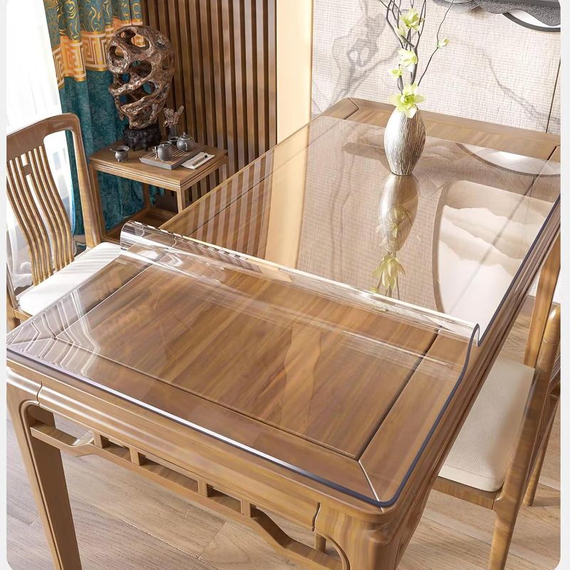 Photo 1 of Clear Plastic Table Cover Protector Rectangular Desk Table Pad Mat for Office Computer Wood Furniture Coffee Kitchen Sofa Side Table Media Stand Countertop Protective Cover Waterproof Vinyl 36x54in
