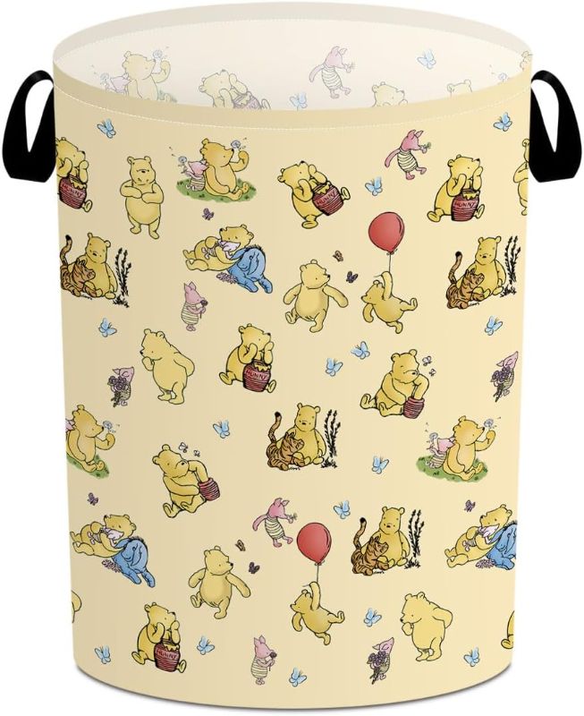 Photo 1 of Classic Winnie Laundry Basket, Winnie Nursery Baby Stuff, the Pooh Storage Bin, Pooh Oxford Cloth Laundry Hamper With Waterproof Pe Coating, for Bedroom Bathroom Living Room 15.7×19.6 Inch
