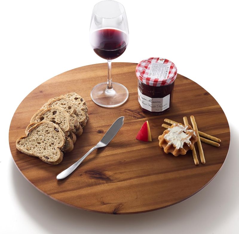 Photo 1 of 18" Acacia Wood Lazy Susan for Table Top - Wooden Turntable Serving Tray for Charcuterie Boards Cheese Board - Extra Large Round Lazy Susan Organizer - Kitchen Revolution for Countertop
