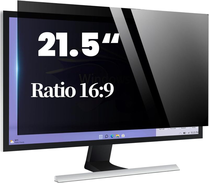 Photo 1 of Computer Privacy Screen 21.5 Inch, Privacy Screen for Computer Monitor, Anti-Glare & Anti-Blue Light Privacy Filter for Computer Display
