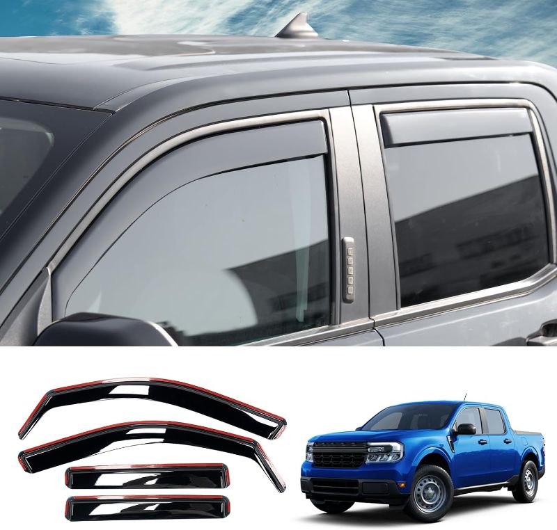 Photo 1 of Visor Rain Guards Compatible with 2022-2025 Ford Maverick Front and Rear in-Channel Window Visors Wind Deflectors Weather Shield for 2024 Maverick 4PCS Accessories
