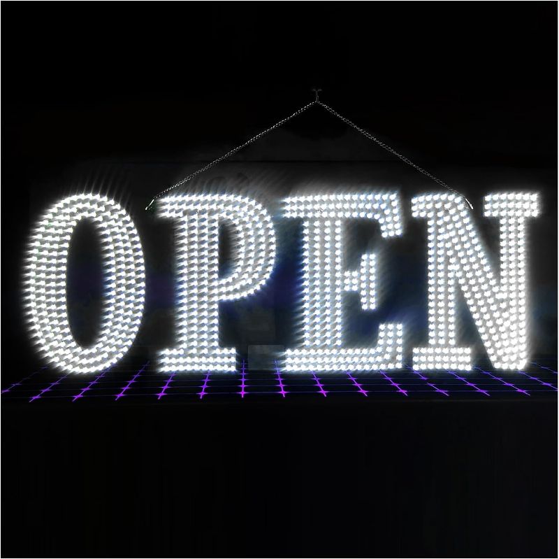 Photo 1 of 48"x17" Extra Large LED Open Signs for Business, Unique Design Super Bright Open Sign with Chain, High Visibility Open Sign for Stores Bar Hotel Retail Shops Window Salon Office
