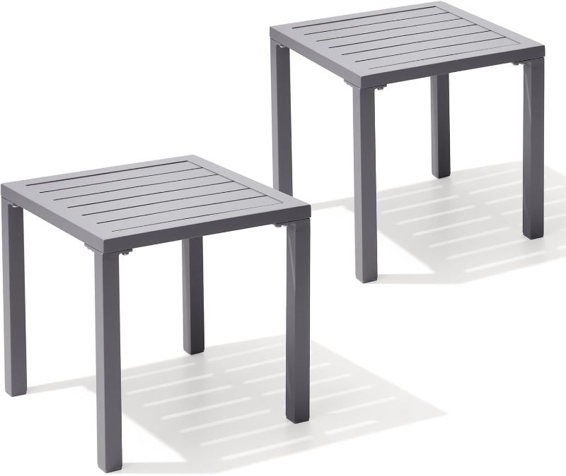 Photo 1 of Crestlive Products Aluminum Outdoor Side Table Set of 2, Pool Lounge Chair Side Table, Weather Resistant Small Square Coffee End Table for Patio, Yard, Garden, Porch, Deck, Outdoor
