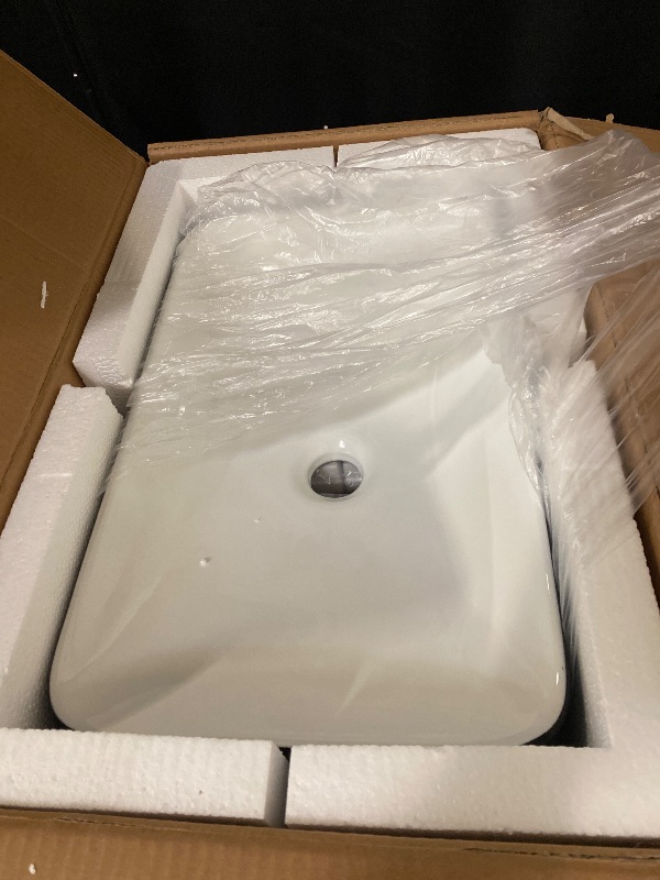 Photo 1 of DeerValley Vessel Sink Rectangle, Black & White Semi Recessed Bathroom Sink, 18.9"x11.61" Modern Rectangular Top Counter Bathroom Sink Porcelain Ceramic Lavatory Sink Bowl Art Basin DV-1V0233
