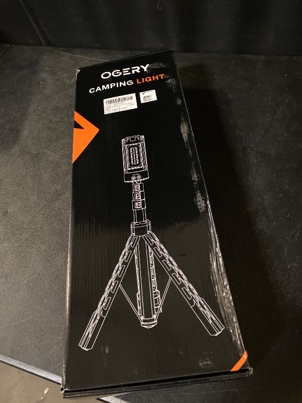 Photo 1 of OGERY Rechargeable 10000mAh Camping Light with Stand 6.5 ft Max Height, Cordless Work Light with 3 LED Lamp Heads, 2200 Lumens Camping Essentials Gear Emergency Flashlight with Detachable Tripod
