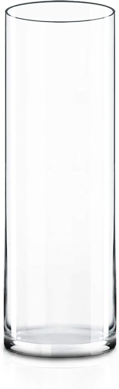 Photo 1 of CYS EXCEL Cylinder Clear Glass Vase (H:20" D:6") | Multiple Size Choices Glass Flower Vase Centerpieces | Hurricane Floating Candle Holder Vase

