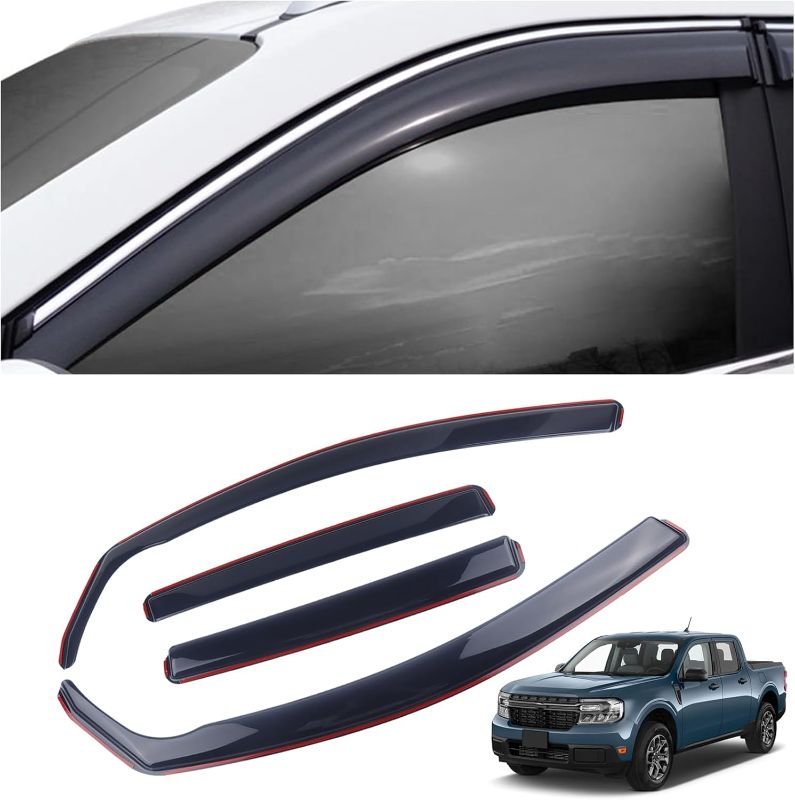 Photo 1 of 4 Pieces in-Channel Extra Durable Rain Guards Fit for 2022-2024 Ford Maverick,Window Deflectors,Window Visors (Smoke Black)
