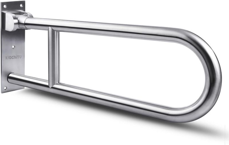Photo 1 of 23.6 INCH Toilet Grab Bars for Bathroom Stainless Steel Flip Up Handicap Safety Grab Bar Rails for Elderly Seniors Bathtubs Showers Foldable Handle Grips Support for Walls Drop Down Screw-in Grab Bar
