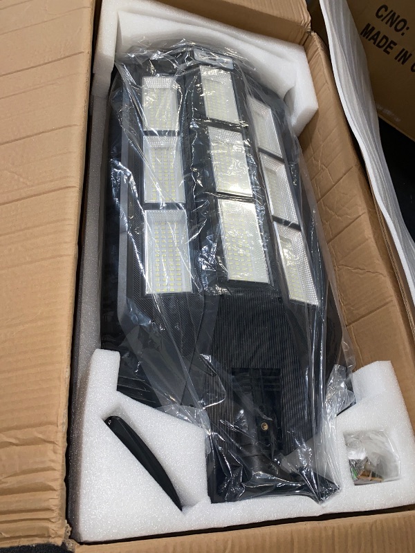 Photo 1 of 2 Pack 13000W Solar Street Light Outdoor 450000lm Dusk to Dawn IP65 Waterproof Solar Flood Lights with Remote Control, Brightness Control, Quick Charge for Streets, Garden, Yard
