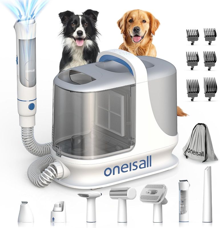 Photo 1 of oneisall Dog Grooming Vacuum, 13000Pa Powerful 3L Dust Cup Pet Grooming Vacuum with Dog Clippers & Shedding Brush 7 Dog Grooming Kit, 3L Dust Cup, Super Quiet, 3 Suction Levels, BM3
