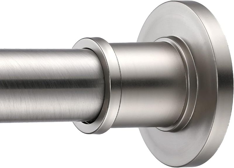 Photo 1 of BRIOFOX Industrial Shower Curtain Rod - Never Rust Non-Slip 43-72 Inch 304 Stainless Steel, Brushed Nickel