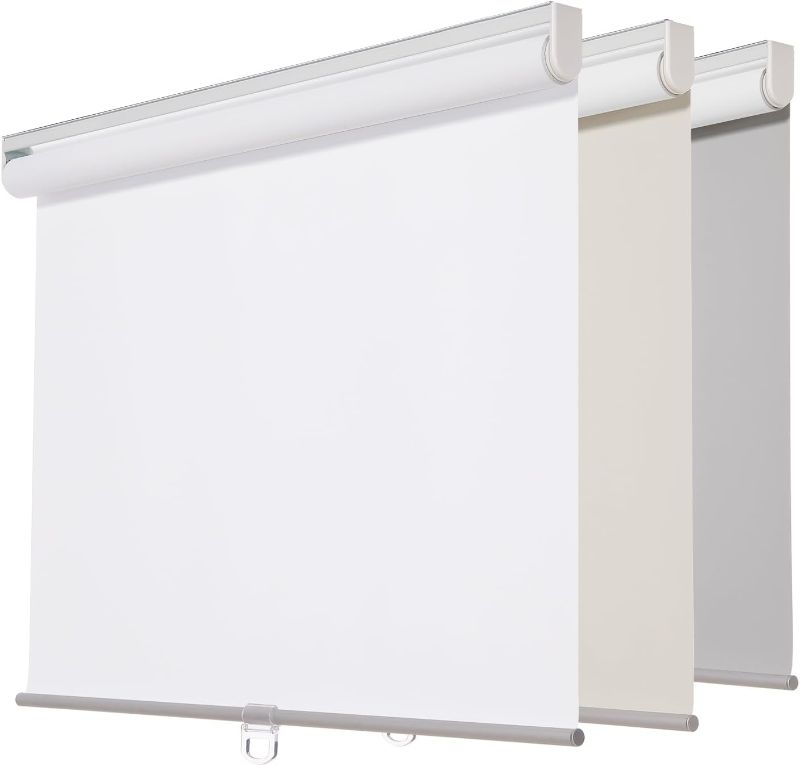 Photo 1 of Persilux Sheer Shades Cordless Window Blinds 100% Blackout Roller Shades UV Protection Window Shades for Windows, Home and Office, Bedroom and Living Room Easy to Install (31" W x 72" H, White)
