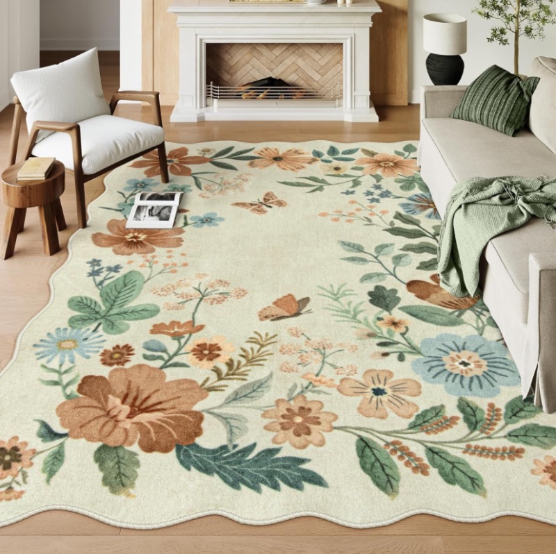 Photo 1 of Washable, 9 x 12 ft, Stain Resistant, Ultra-Thin, Non-Slip, Bohemian, Dining Room Rug, Lint-Free, Office Rug