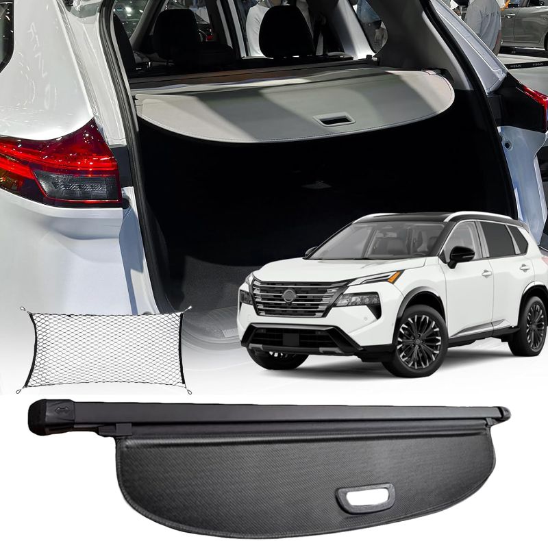 Photo 1 of Cargo Cover for 2021-2025 Nissan Rogue Accessories S SV SL Platinum, Carbon Fiber Texture Retractable Trunk Cover Privacy Security Screen Luggage Shield Shade(Not for Rogue Sport/Select)
