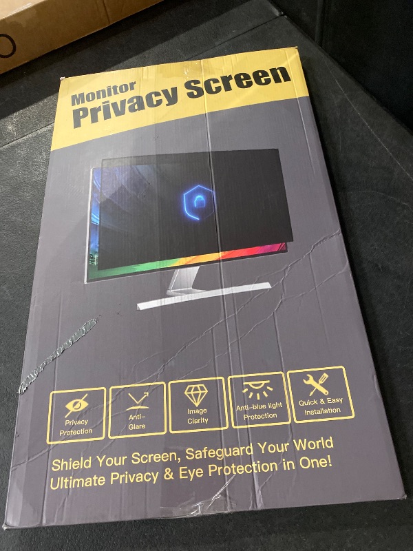 Photo 1 of Magnetic Invisible Hidden Design Computer Privacy Screen Filter 24 Inch for Frameless Monitor 16:9 Aspect Ratio, Removable Anti Glare Blue Light Protector, Double Sided Reversible Eye Care 24in Film
