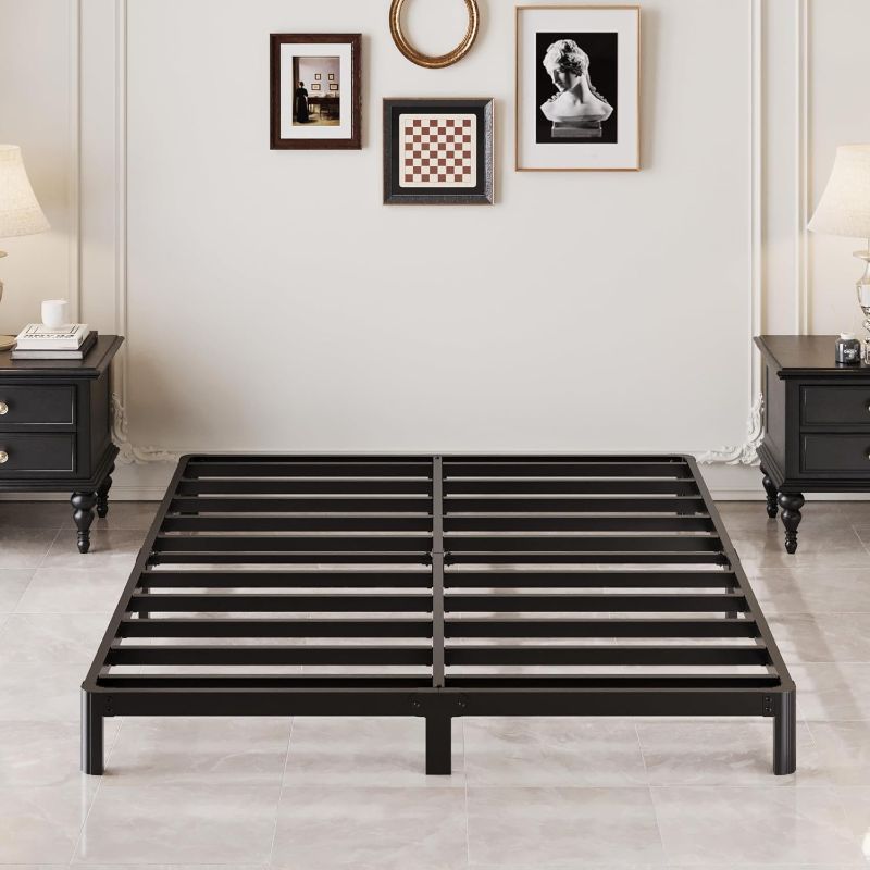 Photo 1 of 5 Inch Low Full Size Bed Frame with Rounded Corner Legs, 200 LBS Heavy Duty Metal Full Platform Bed Frame No Box Spring Needed, Noise Free, Easy Assembly, Black
