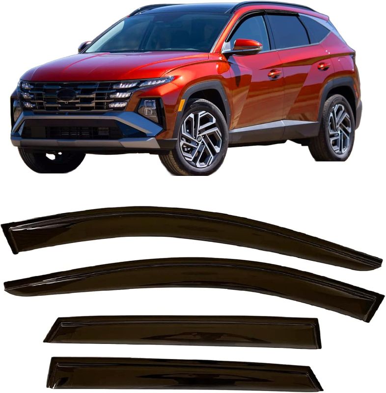 Photo 1 of 2022-2025 Tape-on Rain Guards for Hyundai Tucson Side Window Deflector Visors SE SEL N-Line XRT Limited Hybrid Durable Tinted Vent Shade 2023 2024
