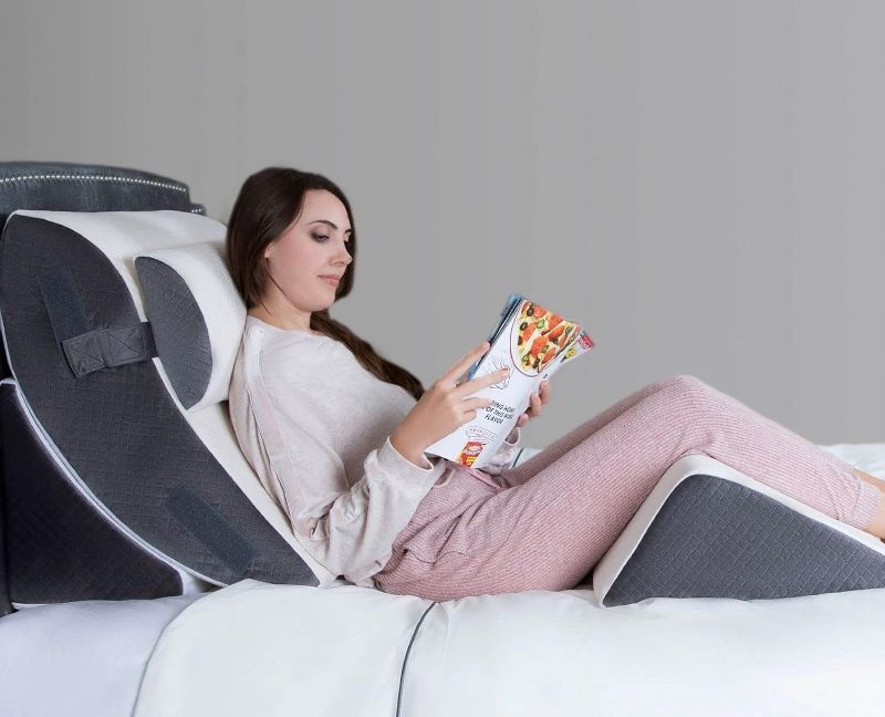 Photo 1 of K?lbs Bed Wedge Pillow Chic Jacquard Cover Wedge Pillow for Sleeping and Acid Reflux, Heartburn (4 Piece Wedge Set)