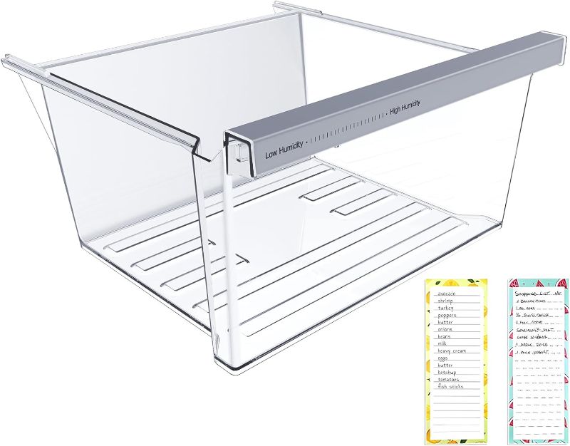 Photo 1 of UPGRADED W11162443 Refrigerator Crisper Drawer Compatible with Whirlpool Crisper Drawer W11046494 Maytag Whirlpool Fridge Drawer Replacement Part WRS555SIHZ WRS325SDHZ WRS315SDHZ Refrigerator Drawers

