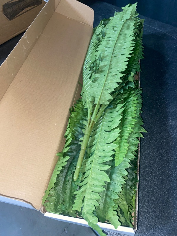 Photo 1 of 35" Ferns Artificial Bush Plants Large, 2 Artificial Boston Ferns with 39 Fronds for Outdoors Home Decor
