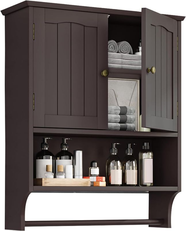 Photo 1 of Bathroom Cabinet, Bathroom Wall Cabinet with 2 Doors and Adjustable Shelf, Wooden Medicine Cabinets Wall Mount, Over The Toilet Storage

