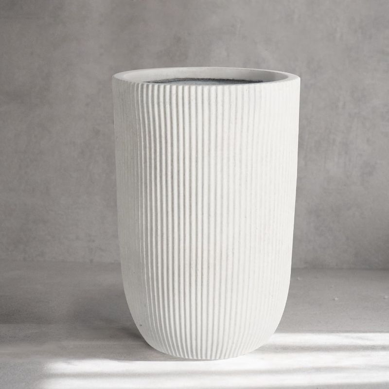 Photo 1 of Oakrain 17.91" H Tall Planter, Large Indoor Outdoor Decorative Pot with Drainage Hole, Modern Minimalist Style for Home and Garden, Living Room, Kitchen
