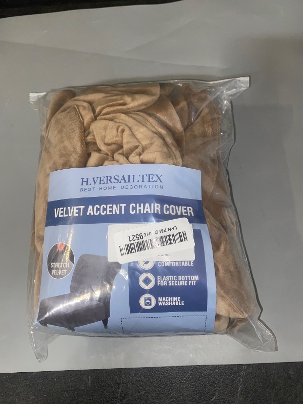 Photo 1 of H.VERSAILTEX Armless Accent Chair Covers Thick Velvet Armless Chair Slipcovers High Stretch Chair Covers for Living Room Hotel Machine Washable Furniture Protector with Elastic Bottom, Camel