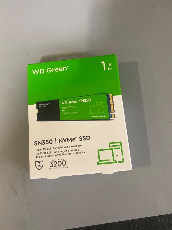 Photo 1 of Western Digital 1TB WD Green SN350 NVMe Internal SSD Solid State Drive - Gen3 PCIe, QLC, M.2 2280, Up to 3,200 MB/s - WDS100T3G0C