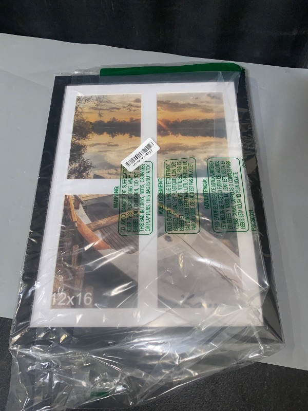 Photo 1 of DUENPY 12x16 Picture Frame, 5x7 Collage Picture Frame, Displays Four 5x7 inch Photos, or 12x16 (Without Mat) for Available Horizontal Wall Mounting Display and Vertical, Black.