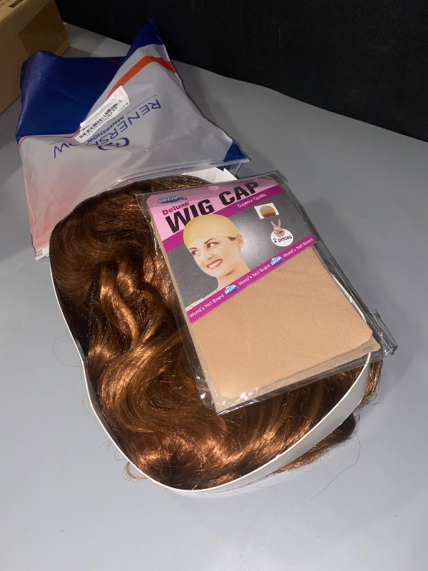 Photo 1 of RENERSHOW Short Ombre Auburn Wavy Bob Wigs for White Women Layered Chin Length Bob Curly Hair Wig Heat Synthetic Natural Daily Party Wig