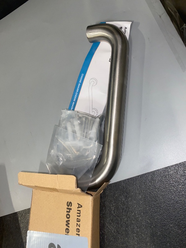Photo 1 of AmazerBath Shower Grab Bars for Seniors Anti Slip, Bath Safety Grab Bar for Needy, Stainless Steel Bathroom Safety Grab Bars, Thickened Bar Bigger Base Holds 500LBS, 12" L x 1.25" D, Brushed Nickel