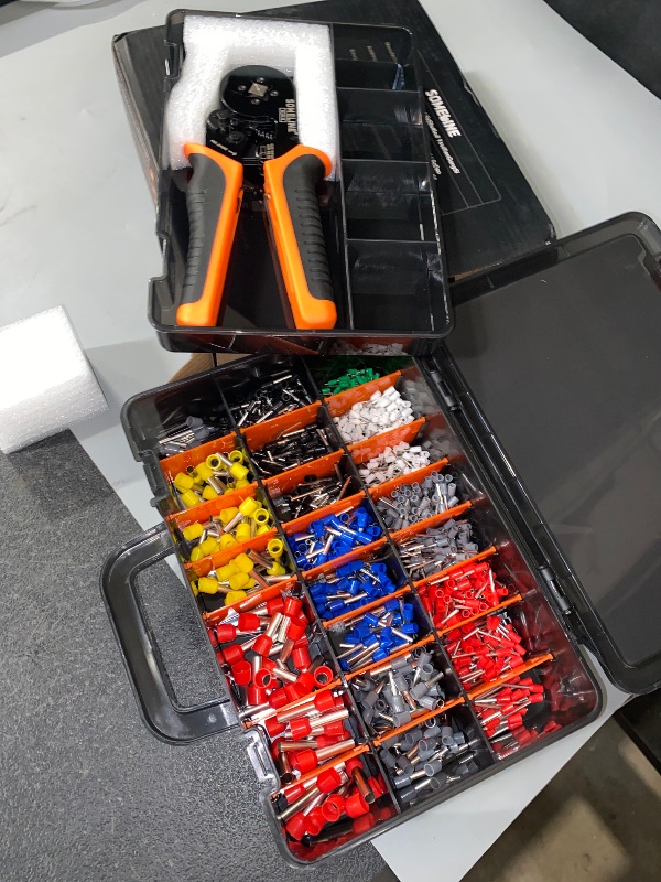 Photo 1 of SOMELINE Ferrule Crimping Tool, Ratchet Pliers for AWG23-7 with 23 Sizes Wire End Ferrule Terminals, Quadrilateral Wire Crimp Pliers with Crimp Connectors