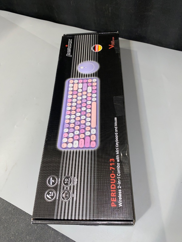 Photo 1 of Perixx PERIDUO-713PP Wireless Mini Keyboard and Mouse Combo - Retro Round Key Caps - Pastel Purple - US English Layout (PD-713PPUS-11953)