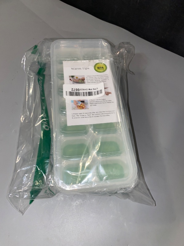 Photo 1 of Ice Cube Trays 4 Pack, Airabc Silicone with Removable Lid, Easy-Release Flexible 14-cube Trays, LFGB Certified and BPA Free, Stackable Covers for Cocktail, Freezer