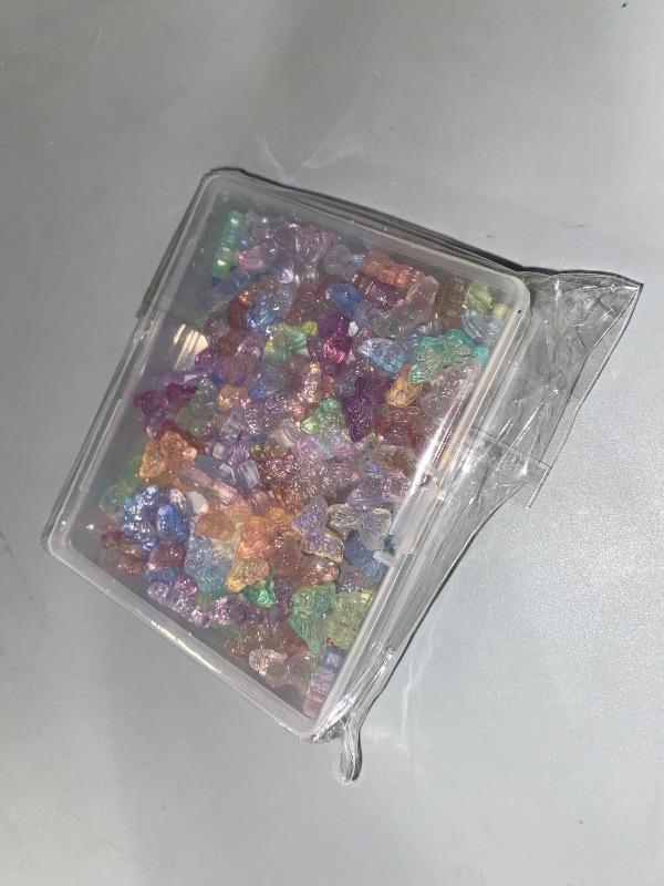 Photo 1 of 120 Pcs Glass Butterfly Beads for Jewelry Making, EVERMARKET Crystal Butterfly Bracelets Beads Bulk, 15mm Cute Gradient Butterflies Loose Beads Charms with Box, Butterfly Spacer Beads for DIY Crafts