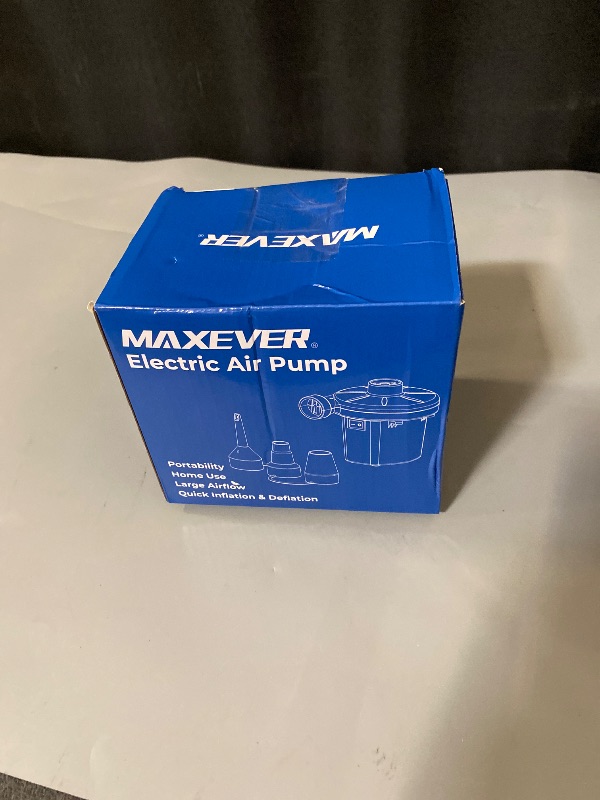 Photo 1 of MAXEVER Quick-Fill Electric Air Pump with 3 Nozzles, AC 110V-120V Portable Inflator Deflator for Inflatables Pool Float Toys Air Mattress Bed Couch Swim Ring Tube Raft, Black