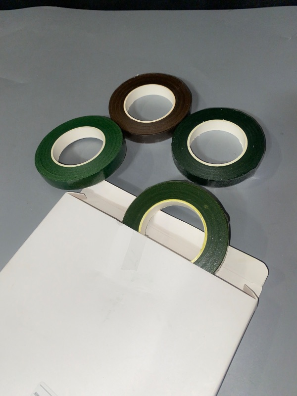 Photo 1 of KUUQA 4 Rolls 1/2" Wide Floral Tapes for Bouquet Stem Wrapping and Floral Crafts,Wedding Bouquet,Dark Green,Light Green,Grass Green,Dark Brown