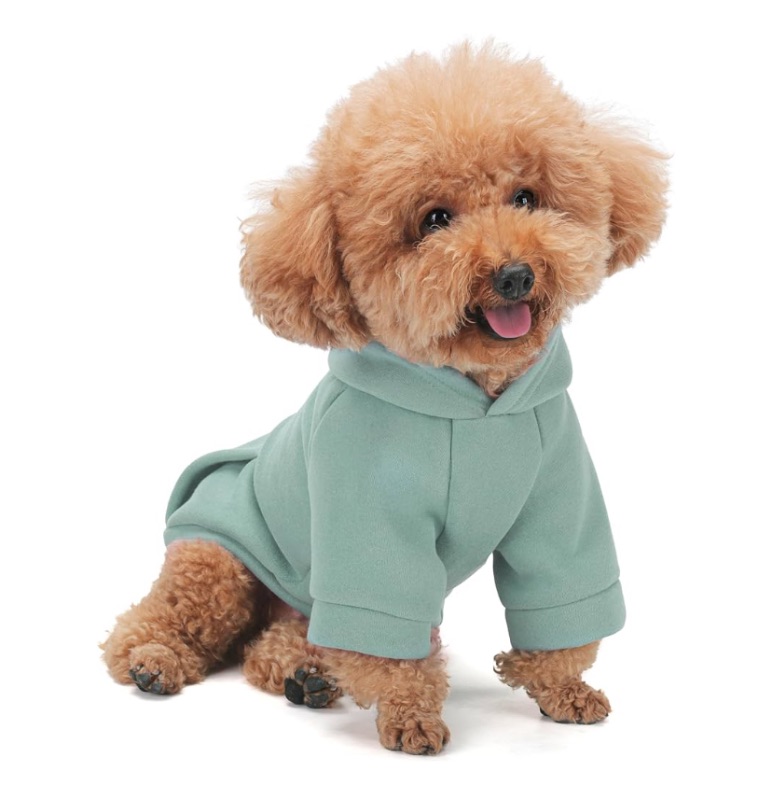 Photo 1 of Winter Dog Hoodie with Pockets - Solid Color Medium-Polycotton Sweatshirt for Small, Medium, and Large Dogs - Soft, Warm, Cozy Pet Clothing for Cold Weather - Ideal for Outdoor Walks.Cyan Blue-M