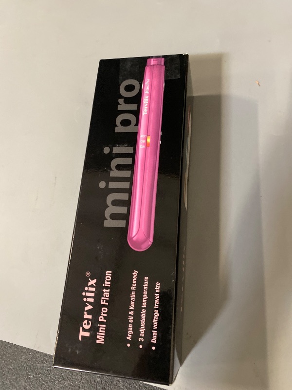 Photo 1 of Terviiix Mini Flat Iron Adjustable Temperature, Travel-Size Mini Hair Straightener, Small Flat Irons for Short Hair/Curls Bangs, Ceramic Portable Tiny Hair Curler, Dual Voltage, Auto-Off, Pink, 1/2''